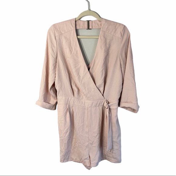 TopShop Romper Quarter Sleeve V Neck Pink size 8 - Picture 3 of 9